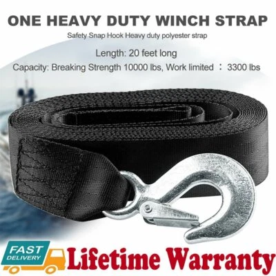 Marine Boat Trailer Winch Strap w/ Hook 2''x20' 4500 lbs for Boat Trailer Towing - Image 1 of 4