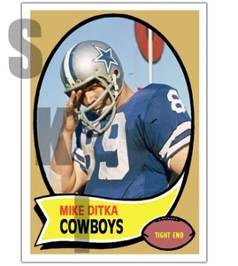 1970 STCC #295 Mike Ditka Topps Dallas Cowboys Pittsburgh HOF Custom Card - Picture 1 of 2