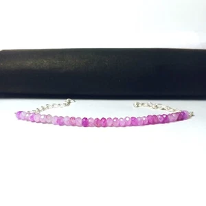 Jade Gemstone Bracelet Sterling Silver Pink Jade Bracelet Jade Gemstone Bracelet - Picture 1 of 3