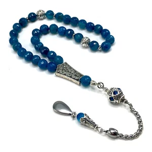 Cuentas de oración de ágata azul claro Tesbih - Cuentas de preocupación Tasbih Masbaha (8 mm 33 cuentas) - Imagen 1 de 10