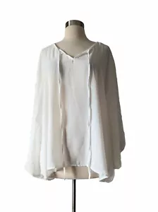 NWT ANDREE BY UNIT Top Blouse White Dolman Sleeve Blouse Texture Boho M/L - Picture 1 of 5