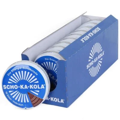 SCHO-KA-KOLA Milk Chocolate natural Caffeine from Cocoa 10 tins x 100g Germany - Image 1 of 3