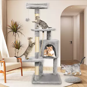 More details for 4-story cat tree large climbing tower kitten scratching post activity center uk