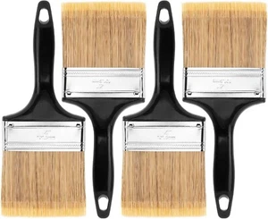 Bates- Paint Brushes, 4-Inch, 4 Pack, Flat Brushes for Walls, Black - Picture 1 of 6