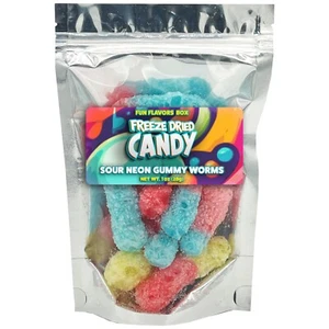 Gefriergetrocknete Süßigkeiten saure Gummiwürmer Sortenpackung knusprig Süßigkeiten Snack Party Gefallen - Bild 1 von 7