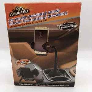 New in Box Armor All AMH3-1003-BLK Gooseneck Cup Holder Universal Phone Mount - Picture 1 of 4