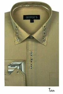 Men's Fashion Dress Shirt Classic Style with Square Buttoned by George's  - Picture 1 of 8