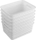 Annkky Medium Storage Plastic Woven Baskets Set of 6, , White 33cm X 24 X 9cm