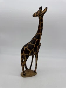 Vintage African Style Giraffe Wood Hand Carved Figurine Statue 12" Decor - Picture 1 of 22