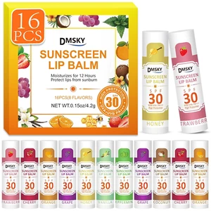 SPF Lip Balm Bulk 16 Pack, Sunscreen Lip Balm with SPF 30, Broad Spectrum UVA/UV - Picture 1 of 12