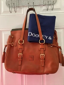 Dooney & Bourke ORANGE Florentine Leather Double Strap Tassel Satchel Dust Bag - Picture 1 of 20