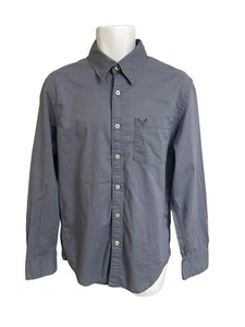 American Eagle Men's M Vintage Fit Button Down Long Sleeve Shirt Solid Blue Gray - Picture 1 of 4