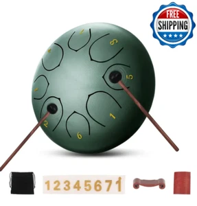 Steel Tongue Drum Rain Drum 6 Inches 8 Notes Musical Instruments for Gift Green - Picture 1 of 6