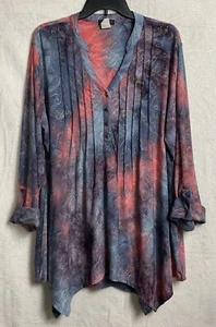 Vintage Y2k Cocomo Multicolor V-Neck 3/4 Sleeve Top Size 3X Shimmery Gold Accent - Picture 1 of 6