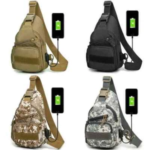 Men Backpack Molle Tactical Sling Chest Pack Shoulder Bag Outdoor Hiking Travel - Picture 1 of 20
