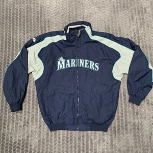 VTG Majestic Seattle Mariners YOUTH XL  Blue Bomber Jacket MLB Rare Full Zip Y2K - Picture 1 of 19