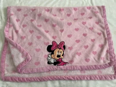 Manta de felpa rosa Minnie Mouse corazones bebé niña Kidsline 30 X 40 Foto 1 de 4