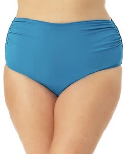 Anne Cole Convertible High Waist Shirred Swim Bikini Bottoms Teal Plus Size 18W - Picture 1 of 3