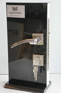 External Wooden Door Handle 5 Keys Brushed Steel Chrome Effect M142 - Picture 1 of 11