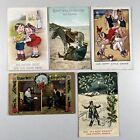 Art Humour Comic Funny Bundle X5 Antique Postcards Various Conditions Posted