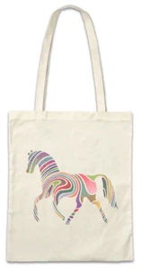 Colored Horse I Stofftasche Einkaufstasche Comic Look Techno Rave Raver Rainbow - Picture 1 of 1