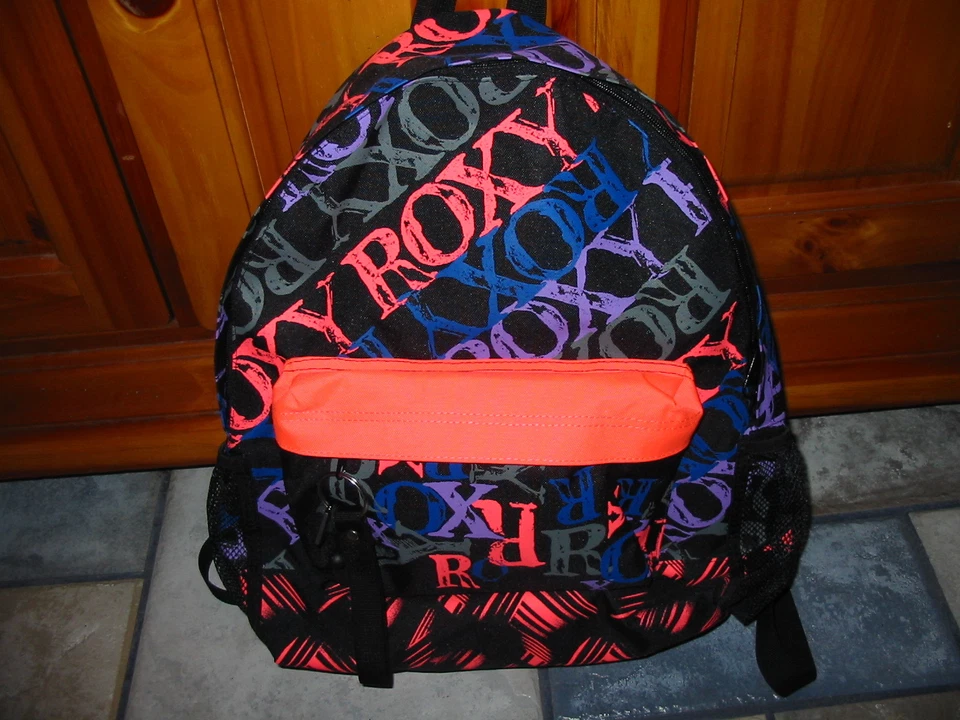 Mochila nova com etiquetas ROXY Meninas NEON Bolsa Livro, com Berloques, Escola!! - Imagem 1 de 1