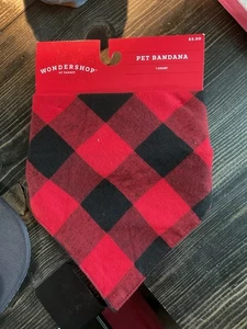 WONDERSHOP PET BANDANA ROT SCHWARZ KARIERT FLANELL - Bild 1 von 2