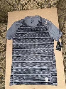 Nike Pro Dri Fit Shimmer Gray Fitted Workout Shirt Men’s Medium - Picture 1 of 8