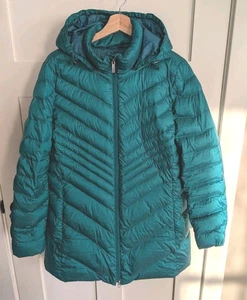  Lands End Ultralight Packable Hooded Down Jacket Damen 18 1X EmeraldGreen Mantel - Bild 1 von 20