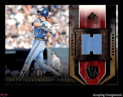 Muestras históricas SP Legendary Cuts 2004 #RY Robin Yount pantalones usados en el juego reliquia Foto 1 de 2