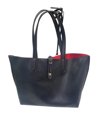 Bolso de Mano Tutilo NY Negro Guijarro Imitación Cuero Grande Doble Asa Interior Rojo Foto 1 de 4