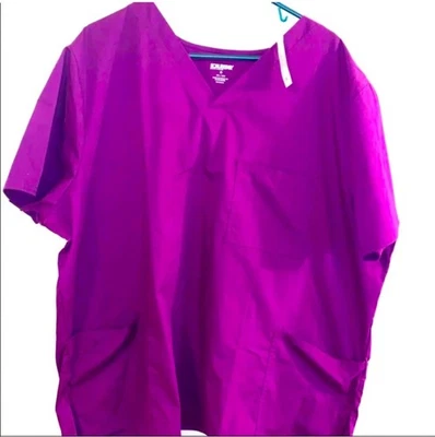 Scrub Star Unisex 3x V Neck Scrub Eggplant Purple Uniform Top For Nurse Or CNA  - Image 1 of 4