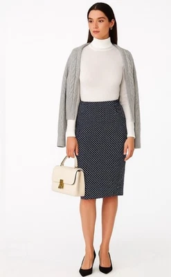 Falda Anthropologie Bailey 44 Pequeña Azul Marino Lunares Lápiz Foto 1 de 4