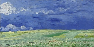 Pintura al óleo pintada a mano Vincent van Gogh campo de trigo bajo cielo nublado  Foto 1 de 2
