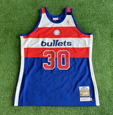 Washington Bullets Basketball Jersey Ben Wallace NBA Mitchell & Ness Authentic - Image 1 of 4
