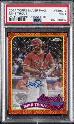 2024 TOPPS SILVER PACK 1989 CHROME PROMO #T89C17 MIKE TROUT 15/25 PSA 9 - Image 1 of 2
