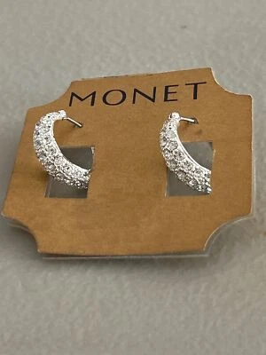 Серебряного тона кристалл украшенный серьги-кольца вечеринки официальный гламур - Изображение 1 из 4