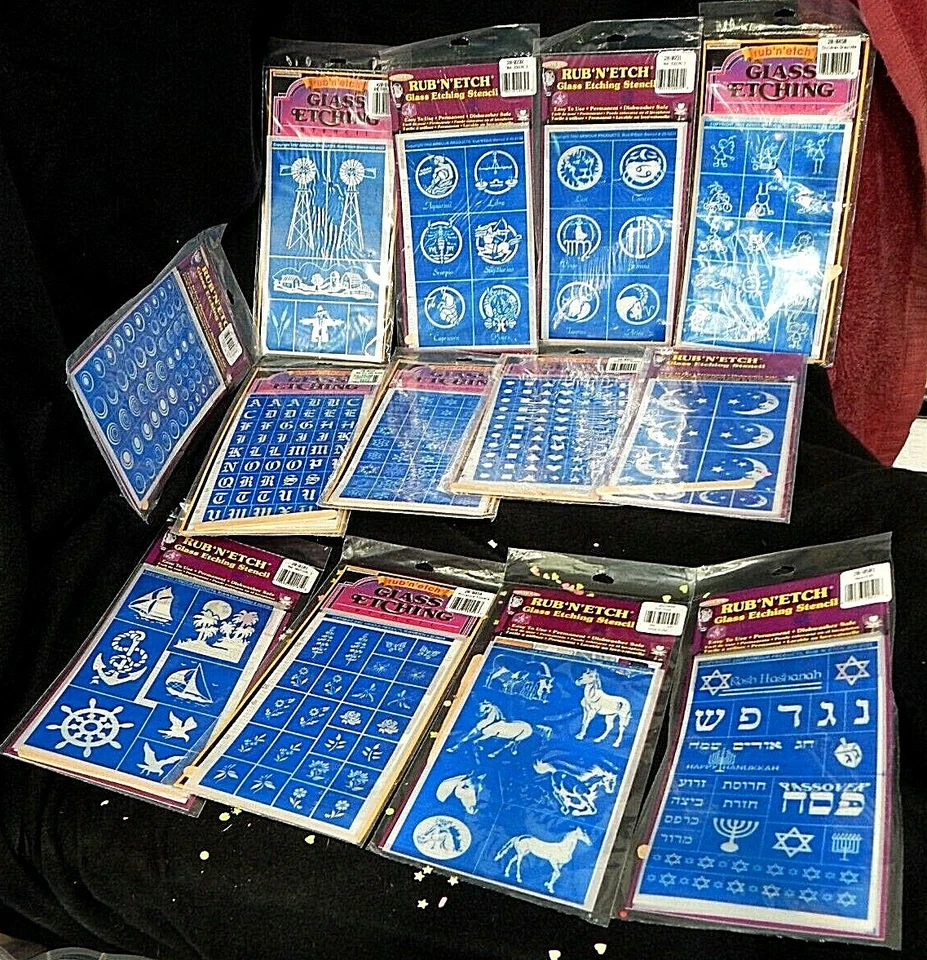Plantillas de grabado de vidrio Armour Rub'N'Etch selladas de fábrica Foto 1 de 1