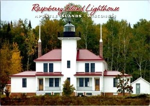 Postal Isla Frambuesa Faro Isla Apóstol Wisconsin - Imagen 1 de 2