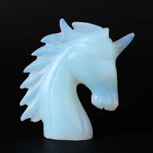 4.4" Synthesis Opalite Quartz Crystal Hand Carved Unicorn Carving 060 - Picture 1 of 6