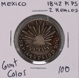 1842 Pi PS Mexico 2 Reales Great Color - Picture 1 of 2