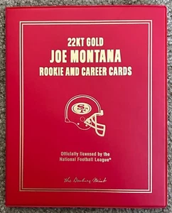 Joe Montana 49ers “Rookie/Career” Danbury Mint 23 kt Gold Cards Folder - Picture 1 of 12