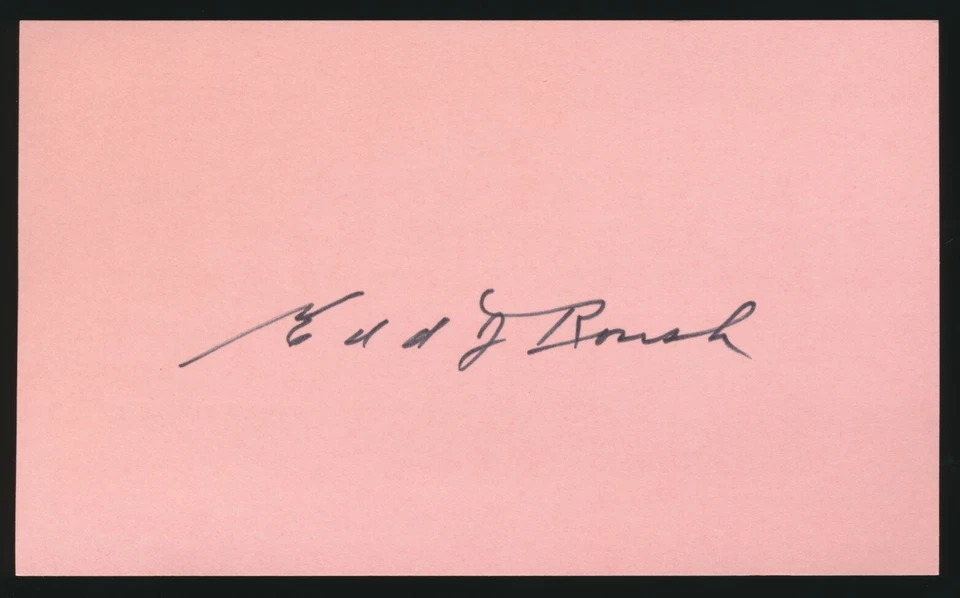 EDD J. ROUSH (1913-1931 Reds, Giants) -Autographed 3x5 Card (d.1988) *HOF* - Image 1 of 1