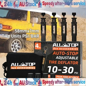 4PCS Adjustable Auto-Stop Tire Deflator Valve Kit 10-30 PSI With 4 cap 1 Pouch - Picture 1 of 12