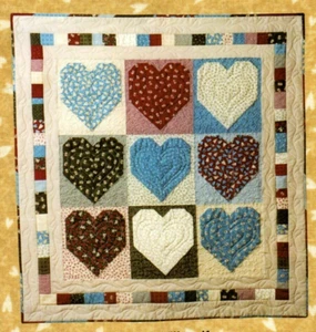 Heartstrings Wall Quilt Pattern Country Cottage Style 9 Hearts - Picture 1 of 2