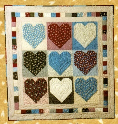 Heartstrings Wall Quilt Pattern Country Cottage Style 9 Hearts - Image 1 of 2