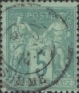 Frankreich Scott #67 gebraucht ss 5c 1876-78 Frieden & Handel Briefmarke CV 45,00 - Bild 1 von 1