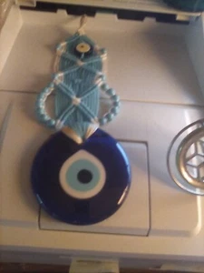 Turkish Blue Evil Eye Home Wall Hanging Décor - Amulet Glass BeaD - Picture 1 of 1