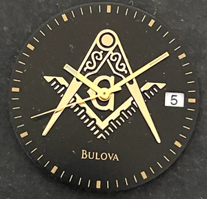 Vintage Bulova Men's Watch Dial Free Mason Masonic Hands Black 27.4mm - Picture 1 of 2