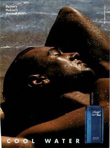 1996 VINTAGE IMPRESSION 8X11 ANNONCE POUR Davidoff eau froide EAU DE COLOGNE MODÈLE HOMME CHEVEUX MOUILLÉS